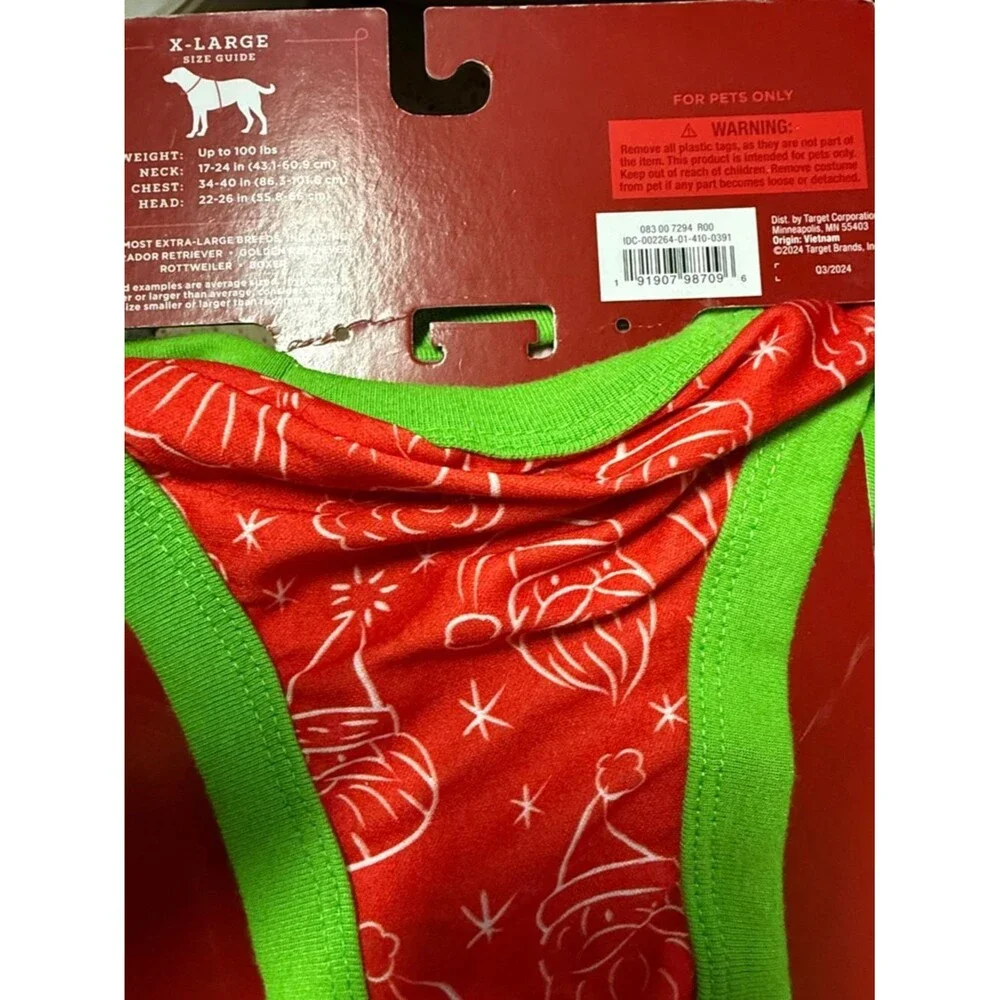 Wondershop Red & Green Santa Print Dog Pajamas